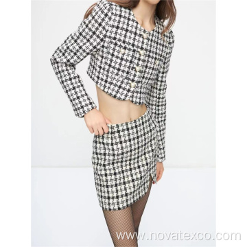 French Style Small Fragrant Pearl Buckle Suit Skirt